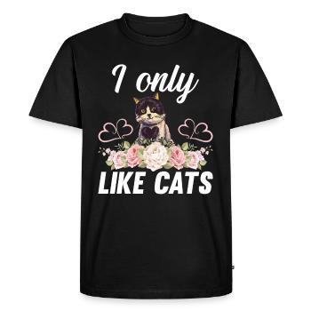 Je n’aime que les chats - Chat avec des fleurs Chat propriétaire de chat Chat - T-shirt Premium bio Homme - noir - Devant - Nico (187cm)