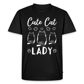 Propriétaire de chat Amoureux de chat mignon Fille de chat - Mignon Cat Lady - T-shirt Premium bio Homme - noir - Devant - Nico (187cm)