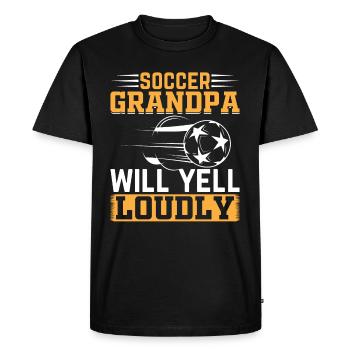 Grand-père joueur de football - Soccer Grand-père criera L - T-shirt Premium bio Homme - noir - Devant - Nico (187cm)