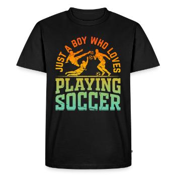 Soccer Lover - Just A Boy Who Loves Playing Soccer - Men's Premium Organic T-Shirt - black - Front - Nico (187cm)