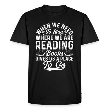 Bibliothèque Livre Lecture Livres Citation Livre Amoureux du livre - T-shirt Premium bio Homme - noir - Devant - Nico (187cm)