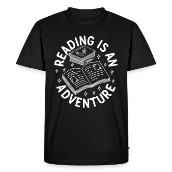 La lecture est un livre d’aventure Citation Lire des livres B - T-shirt Premium bio Homme - noir - Devant - Nico (187cm)