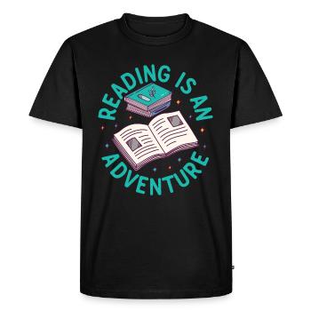 Reading Is An Adventure - Book Quote Book Lover - Men's Premium Organic T-Shirt - black - Front - Nico (187cm)