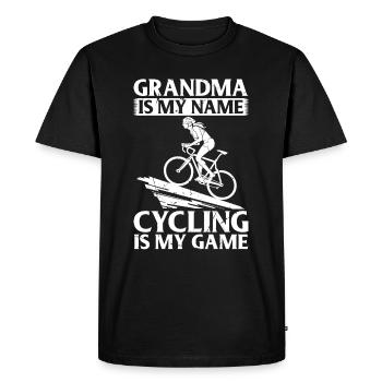 Grand-mère est mon nom Le vélo est mon jeu - Road Bike - T-shirt Premium bio Homme - noir - Devant - Nico (187cm)