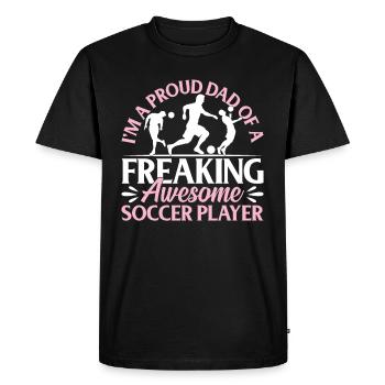 Joueur de soccer papa papa soccer - T-shirt Premium bio Homme - noir - Devant - Nico (187cm)
