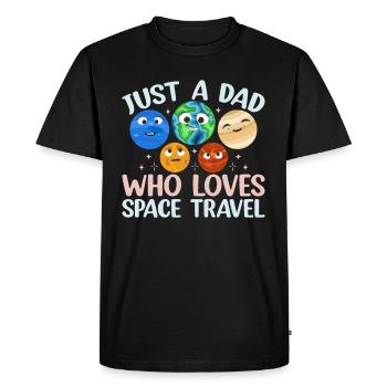 Aerospace - Just A Dad Who Loves Space Travel - Men's Premium Organic T-Shirt - black - Front - Nico (187cm)