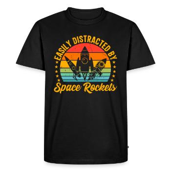 Easily Distracted By Space Rockets Space Travel Ro - Men's Premium Organic T-Shirt - black - Front - Nico (187cm)