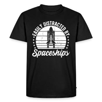 Rocket Ship Space Ship - Easily Distracted By Spac - Men's Premium Organic T-Shirt - black - Front - Nico (187cm)