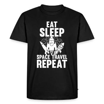 Mangez dormir Space Travel Repeat - Space Rocket Ship - T-shirt Premium bio Homme - noir - Devant - Nico (187cm)