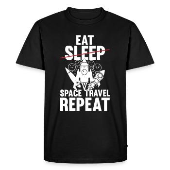 Space Rocket Ship Planets - Eat Sleep Space Travel - Men's Premium Organic T-Shirt - black - Front - Nico (187cm)