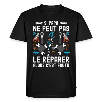 Papa bricoleur papou génial - T-shirt Premium bio Homme - noir - Devant - Nico (187cm)