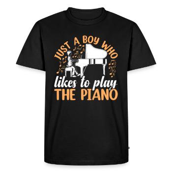 Juste un garçon qui aime jouer du piano - Pianiste P - T-shirt Premium bio Homme - noir - Devant - Nico (187cm)