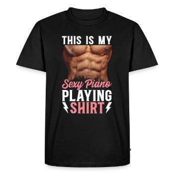 Piano Music Lover - C’est mon jeu de piano sexy - T-shirt Premium bio Homme - noir - Devant - Nico (187cm)