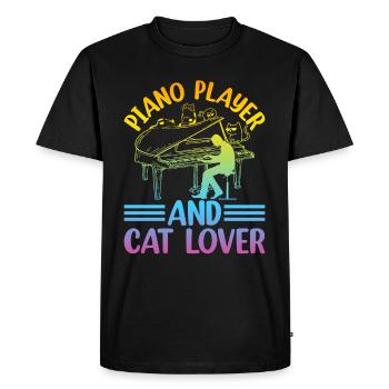 Pianiste And Cat Lover - Claviériste jouant P - T-shirt Premium bio Homme - noir - Devant - Nico (187cm)