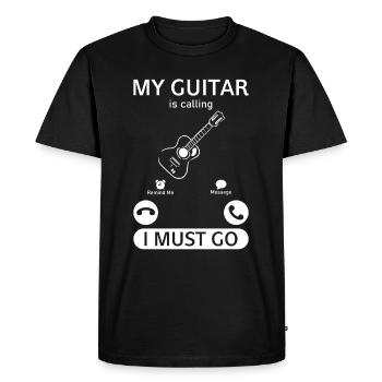 My Guitar Is Calling I Must Go - Funny Guitar Musi - T-shirt Premium bio Homme - noir - Devant - Nico (187cm)