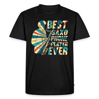 Meilleur joueur de téléphone Saxo Jamais Saxophoniste Musicien P - T-shirt Premium bio Homme - noir - Devant - Nico (187cm)