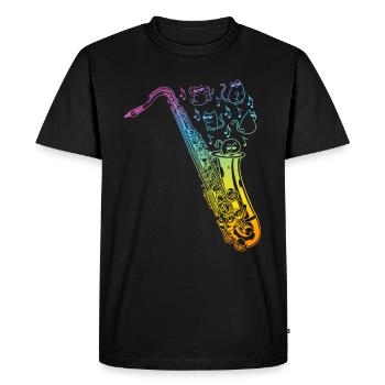 Saxophone avec chat Saxophone instrument, musique non - T-shirt Premium bio Homme - noir - Devant - Nico (187cm)