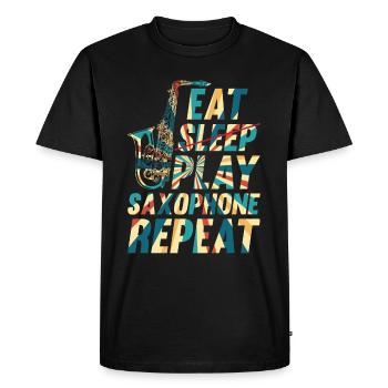 Eat Sleep Play Saxophone Repeat Saxophonist Instru - T-shirt Premium bio Homme - noir - Devant - Nico (187cm)