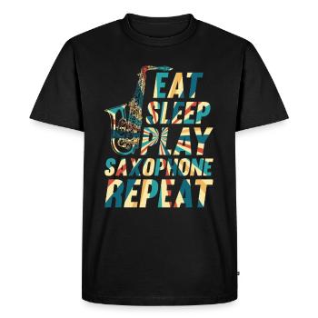 Eat Sleep Play Saxophone Répéter Saxophone Instrume - T-shirt Premium bio Homme - noir - Devant - Nico (187cm)