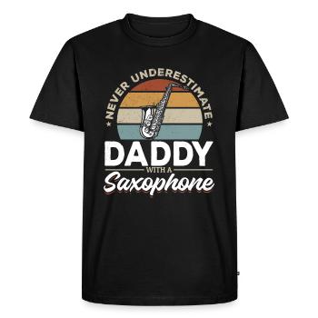 Saxophonist - Never Underestimate Daddy With A Sax - Men's Premium Organic T-Shirt - black - Front - Nico (187cm)