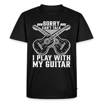 Guitariste guitare - Désolé je ne peux pas parler Je joue avec mon - T-shirt Premium bio Homme - noir - Devant - Nico (187cm)