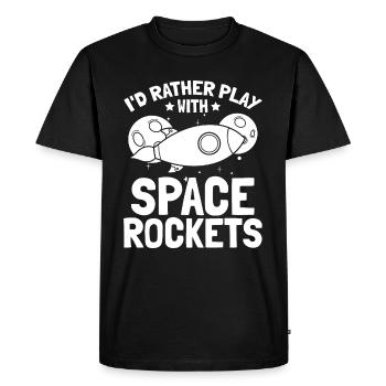 Voyages spatiaux aérospatiaux - Je préfère jouer avec Spac - T-shirt Premium bio Homme - noir - Devant - Nico (187cm)
