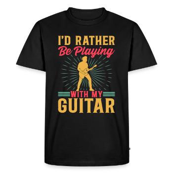 Bassiste - Je préfère jouer avec mon gui - T-shirt Premium bio Homme - noir - Devant - Nico (187cm)