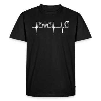 Drone Pilot Drone Beer Heartbeat Quadcopter Drone - Men's Premium Organic T-Shirt - black - Front - Nico (187cm)