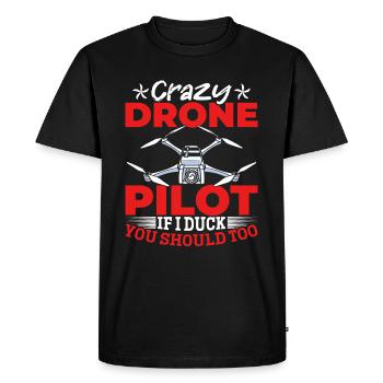 Crazy Drone Pilot Drone Racers - Funny Drone Pilot - T-shirt Premium bio Homme - noir - Devant - Nico (187cm)