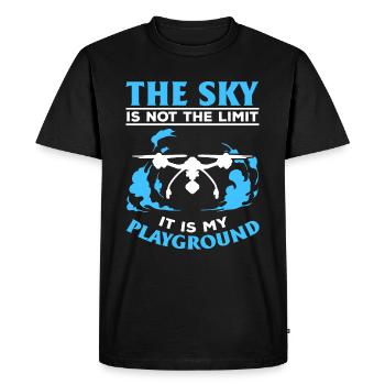 Le ciel n’est pas la limite, c’est mon terrain de jeu - Dro - T-shirt Premium bio Homme - noir - Devant - Nico (187cm)