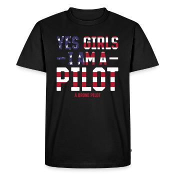 Pilote de drone - Oui les filles Je suis un pilote Un pilote de drone - T-shirt Premium bio Homme - noir - Devant - Nico (187cm)