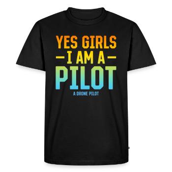Oui les filles Je suis un pilote Un pilote de drone - T-shirt Premium bio Homme - noir - Devant - Nico (187cm)