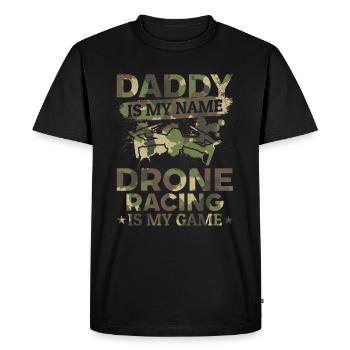 Papa est mon nom La course de drones est mon jeu - Daddy D - T-shirt Premium bio Homme - noir - Devant - Nico (187cm)