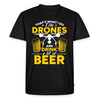 Je pilote des drones et bois beaucoup de bière - Funny Drone - T-shirt Premium bio Homme - noir - Devant - Nico (187cm)