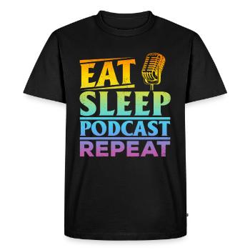 Eat Sleep Podcast Repeat - Podcasting Creator Podc - T-shirt Premium bio Homme - noir - Devant - Nico (187cm)