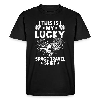 Ceci est ma chemise de voyage spatiale porte-bonheur Space Explorat - T-shirt Premium bio Homme - noir - Devant - Nico (187cm)