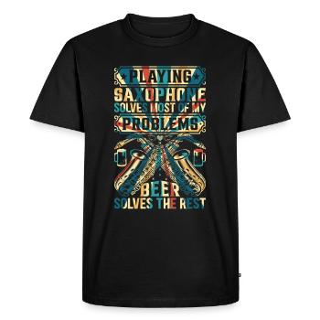 Jouer du saxophone résout la plupart de mes problèmes - Sax - T-shirt Premium bio Homme - noir - Devant - Nico (187cm)