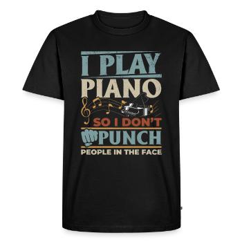 I Play Piano So I Don't Punch People In The Face P - Men's Premium Organic T-Shirt - black - Front - Nico (187cm)