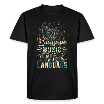 Bagpiper - La musique de cornemuse est mon langage d’amour - T-shirt Premium bio Homme - noir - Devant - Nico (187cm)