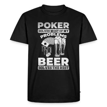 Le poker résout la plupart de mes problèmes La bière résout le R - T-shirt Premium bio Homme - noir - Devant - Nico (187cm)