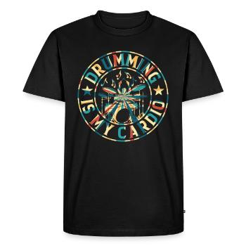 Drum Player Drummer - Drumming Is My Cardio - Men's Premium Organic T-Shirt - black - Front - Nico (187cm)