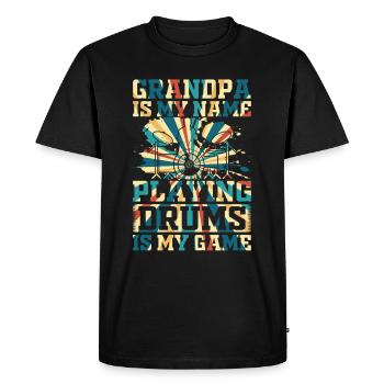 Drum Player - Grandpa Is My Name Playing Drums Is - Men's Premium Organic T-Shirt - black - Front - Nico (187cm)