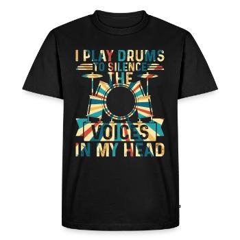 Je joue de la batterie pour faire taire les voix dans ma tête Tambour - T-shirt Premium bio Homme - noir - Devant - Nico (187cm)