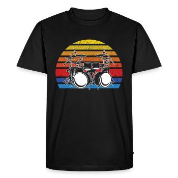 Batteur Batteur Musicien Batteur Joueur de tambour Retro Dru - T-shirt Premium bio Homme - noir - Devant - Nico (187cm)