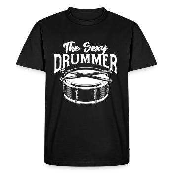 The Sexy Drummer - Drum Player Drumming Drummer Mu - Men's Premium Organic T-Shirt - black - Front - Nico (187cm)