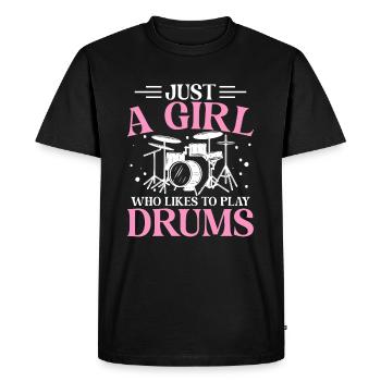 Just A Girl Who Likes To Playing Drums - Drummer Girl - T-shirt Premium bio Homme - noir - Devant - Nico (187cm)