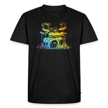 Drum Set Player Cats - Drôle de batteur Cats - T-shirt Premium bio Homme - noir - Devant - Nico (187cm)