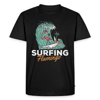 Surfboard Surfing Flamingo Surfer - Water Surfer F - Men's Premium Organic T-Shirt - black - Front - Nico (187cm)