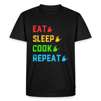 Eat Sleep Cook Repeat Grilling Barbecue Cooking An - Men's Premium Organic T-Shirt - black - Front - Nico (187cm)