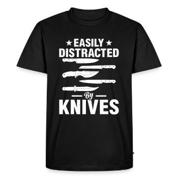Facilement distrait par les couteaux Chefs Outils Chef cuisinier - T-shirt Premium bio Homme - noir - Devant - Nico (187cm)